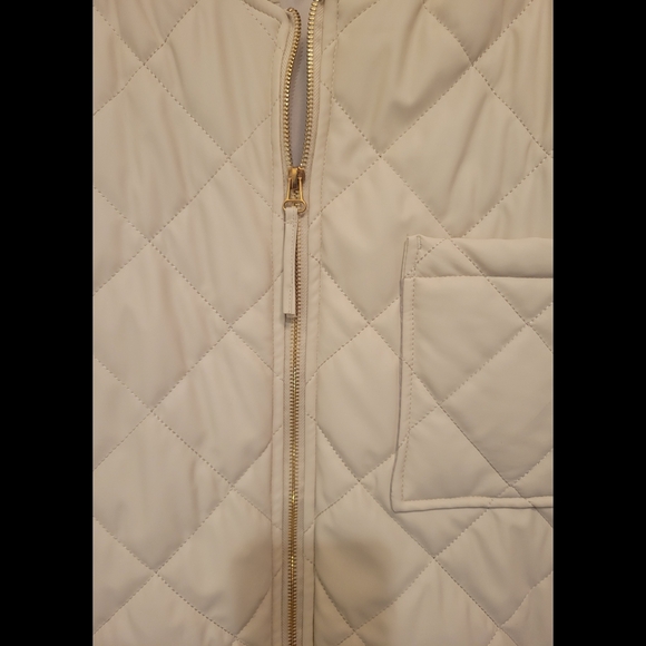 Cream Quilted Bomber Jacket Gold Zip 1X Like New DEX - Picture 4 of 4